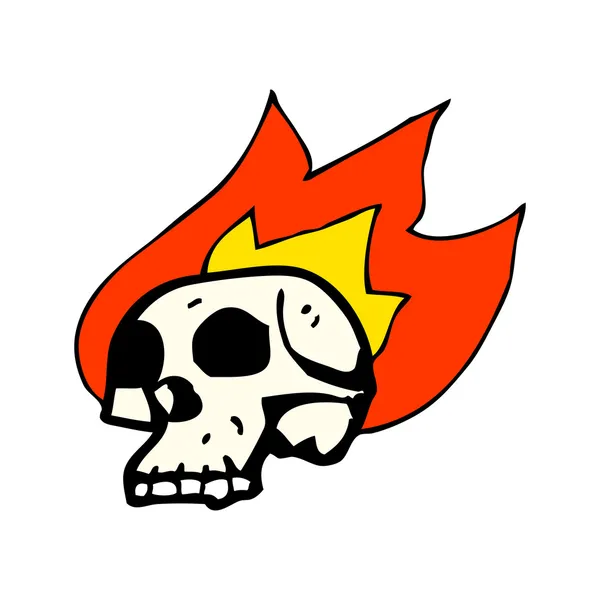 Karikatür yanan kafatası — Stok Vektör