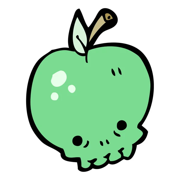 Cráneo de dibujos animados manzana — Vector de stock