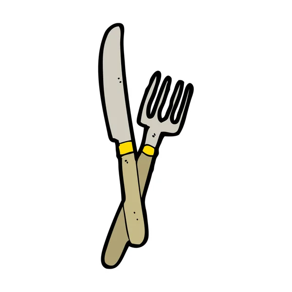 Extraño dibujo de cuchillo y tenedor — Vector de stock