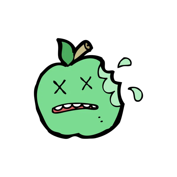 Aangebeten appel cartoon — Stockvector