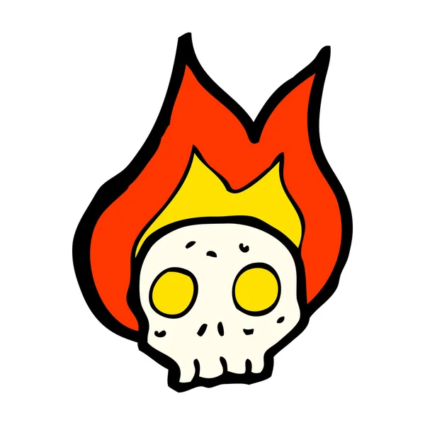 漫画の燃える頭蓋骨 — ストックベクタ