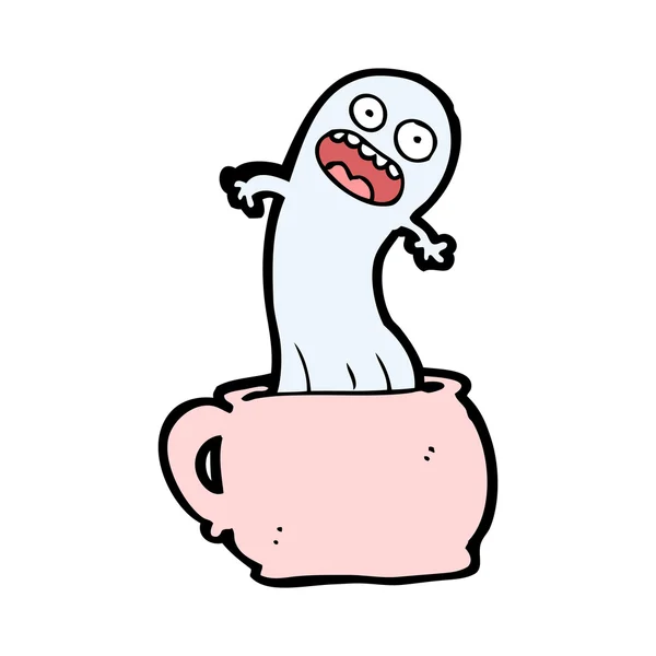 Cartoon ghost in coffee cup Stock Illustration