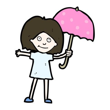 Şemsiyeli karikatür kadın