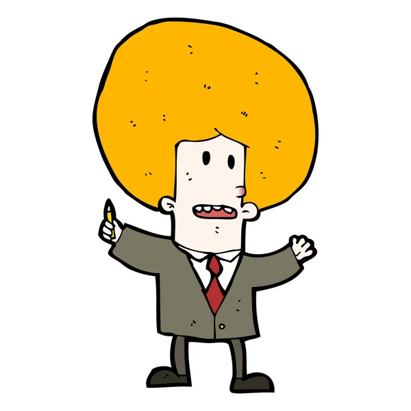 Cartoon man with huge ginger hair — Stock Vector