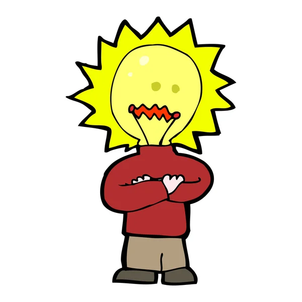 Cartoon electric light head man — Stock Vector