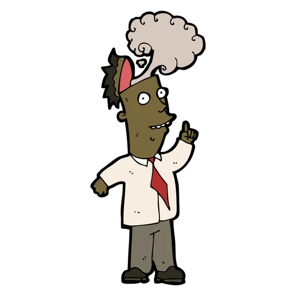 Cartoon businessman with steaming brain — Stock Vector