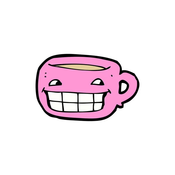 Grinning teacup cartoon — Stock Vector