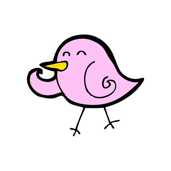 Feliz pequeno desenho animado pássaro rosa — Vetor de Stock