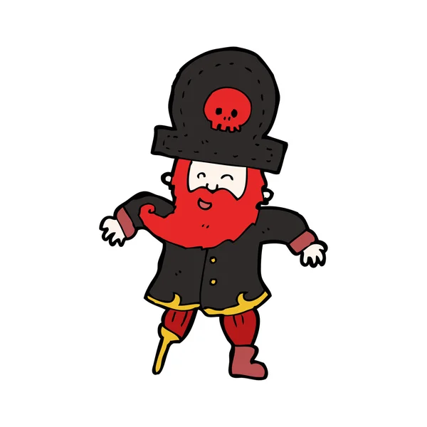 Kreslený červené vousy pirát kapitán — Stockový vektor