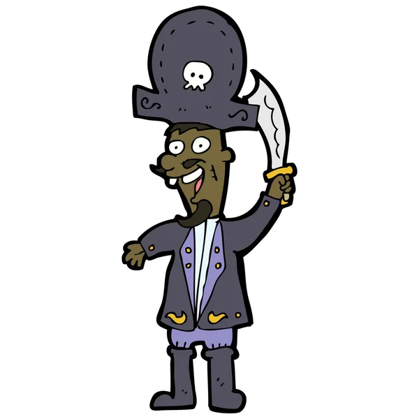 Karikatur Piratenkapitän mit Schwert — Stockvektor