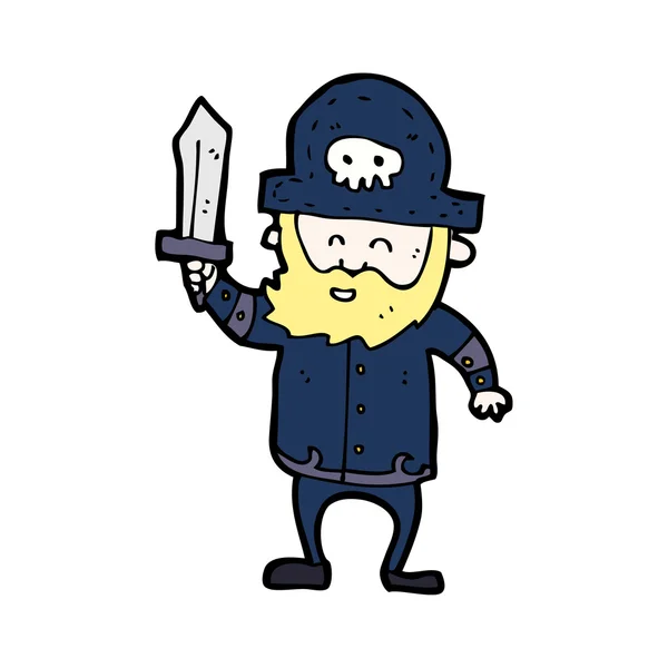 Capitaine pirate de bande dessinée avec épée — Image vectorielle