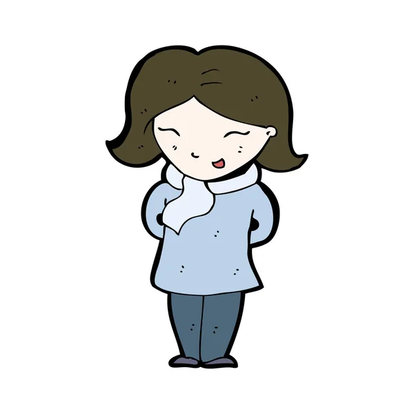 Šťastný karikatura dívka v šátku — Stockový vektor