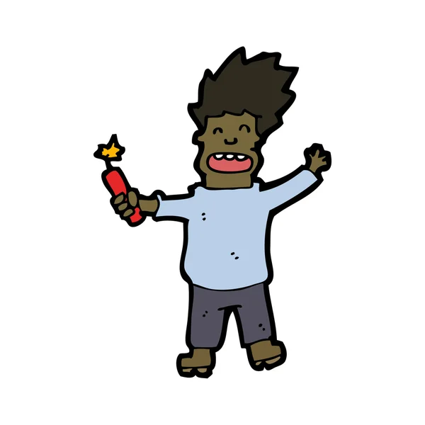 Cartoon man with stick of dynamite — Stockvector