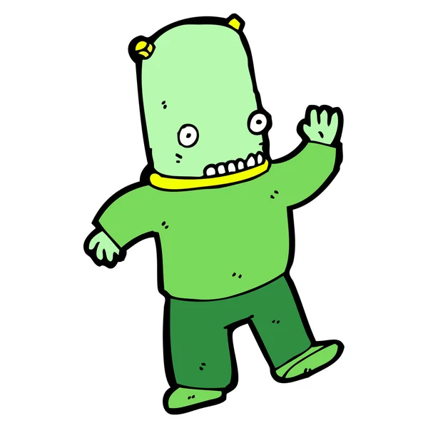 Cartoon alien spaceman waving — Stock Vector