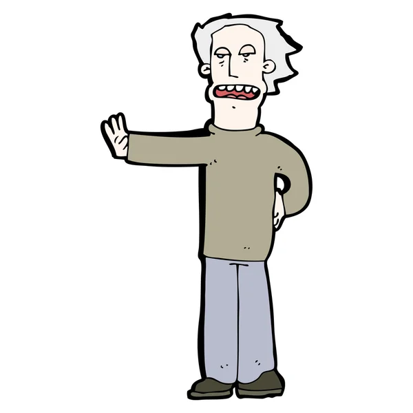 Hombre de dibujos animados extendiendo la mano para detener — Vector de stock