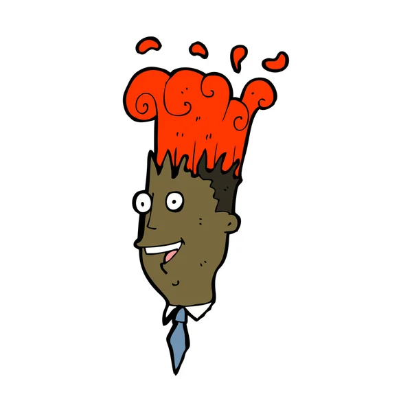 Hombre de dibujos animados con cerebro explosivo — Vector de stock