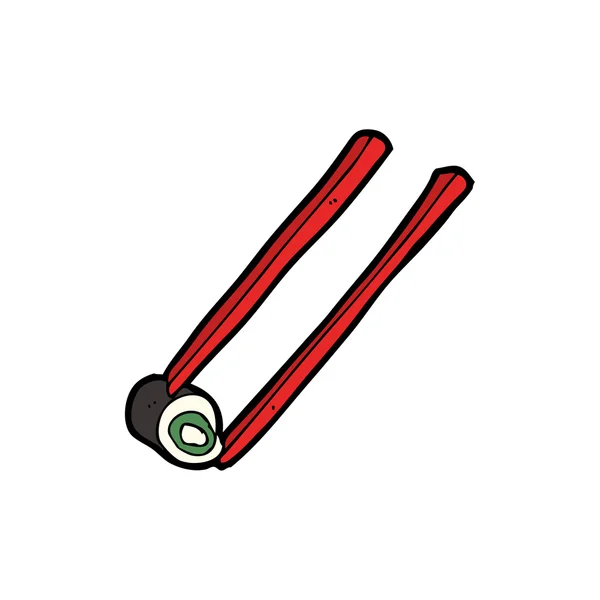 Sushi in eetstokjes cartoon — Stockvector