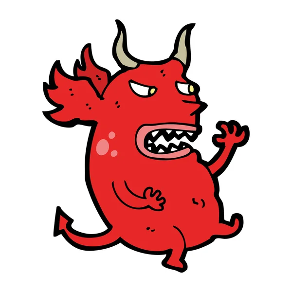 Irritado pequeno diabo personagem dos desenhos animados — Vetor de Stock