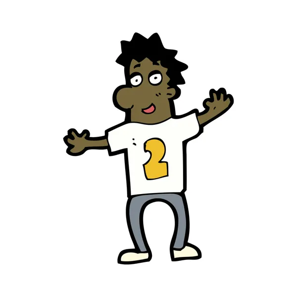 Homme dessin animé portant la chemise numéro deux — Image vectorielle