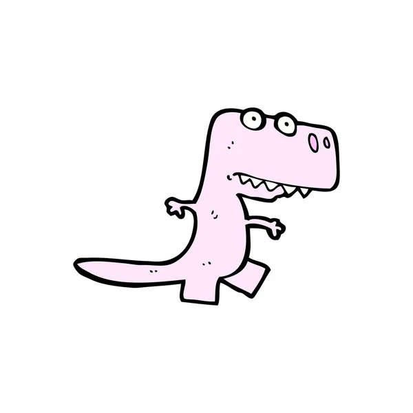 Pequeña caricatura de dinosaurio rosa — Vector de stock