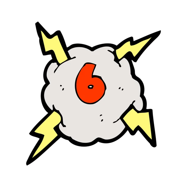 Numero 6 cartone animato nuvola — Vettoriale Stock