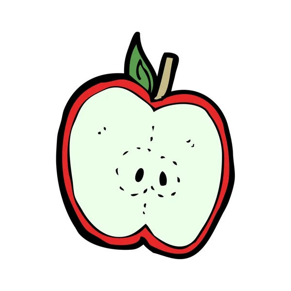 Manzana mitad de dibujos animados — Vector de stock