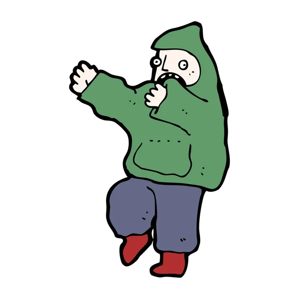 Cartoon pojke dansande i hooded sweatshirt — Stock vektor