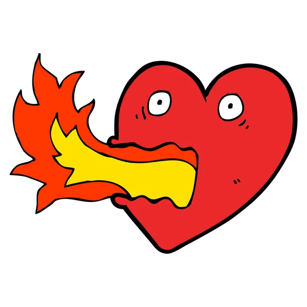 Kreslený srdce s ohněm — Stockový vektor