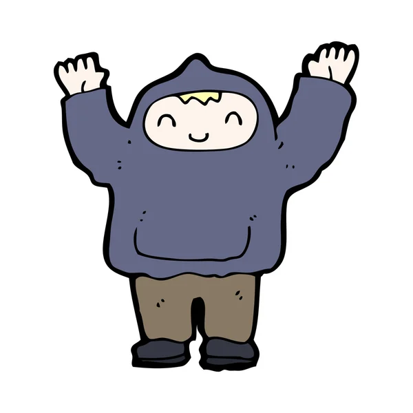 Jongen in hoodie cartoon — Stockvector