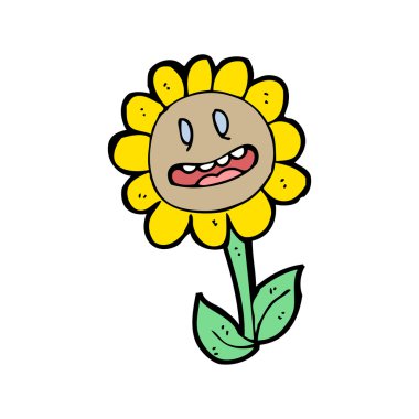 Retro ayçiçeği karikatür