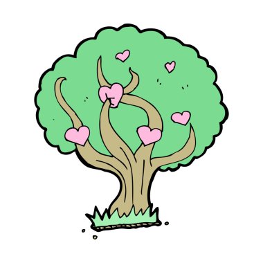 karikatür ağaç kalp