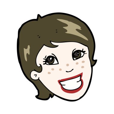 sırıtan kızın yüzü cartoon