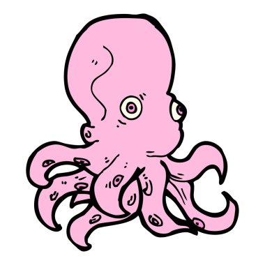 karikatür pembe ahtapot