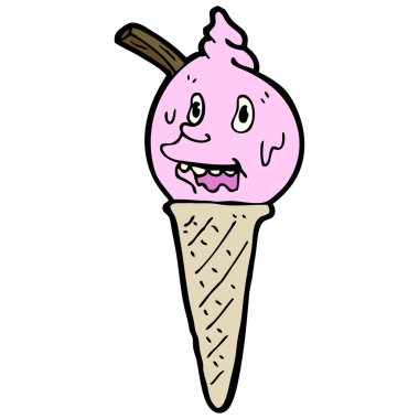 Retro dondurma koni karakter karikatür