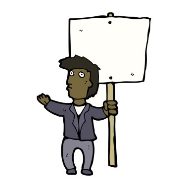 çizgi adam holding yön tabelası