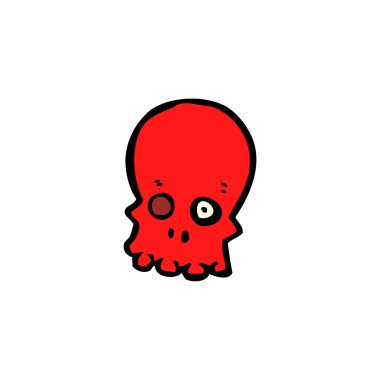 Spooky red skull karikatür