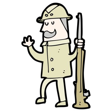 karikatür safari avcı adam