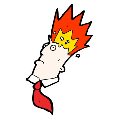 baş karikatür patlayan stres adamı