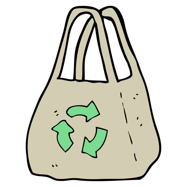 Bag with recycling logo cartoon