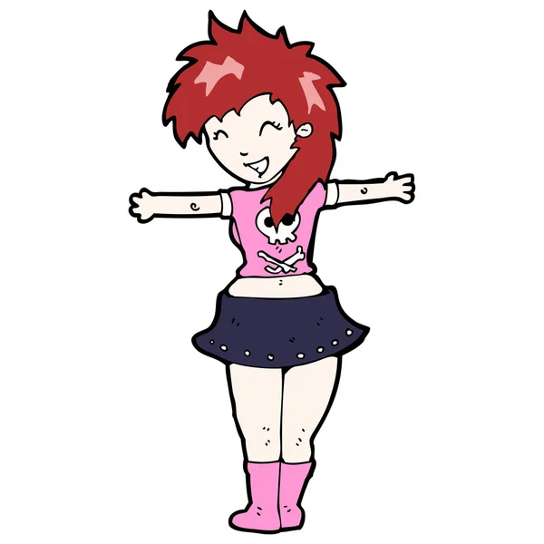 Red haired rock chick desenho animado —  Vetores de Stock