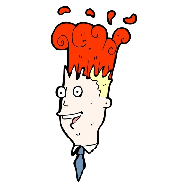 Cartoon exploding head businessman.