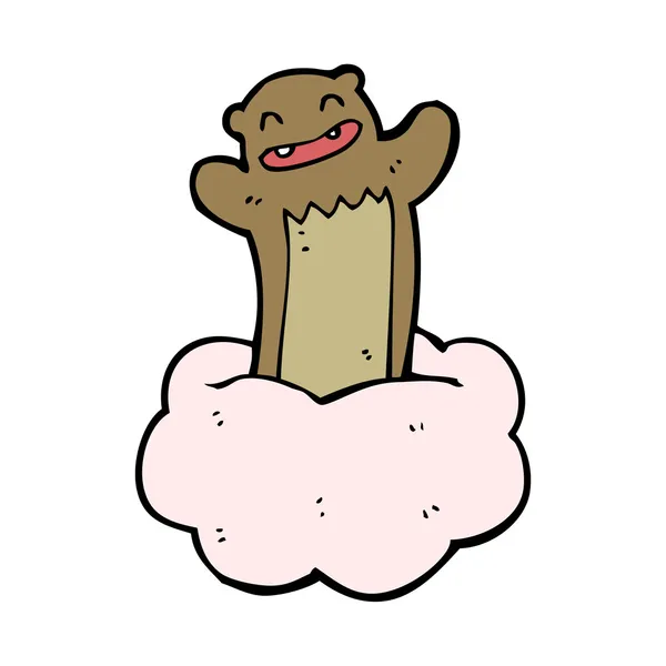 Happy bear on floaty cloud cartoon — Stock Vector