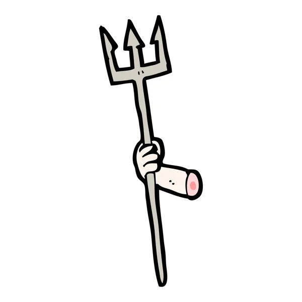 Cartoon arm holding trident — Stock Vector