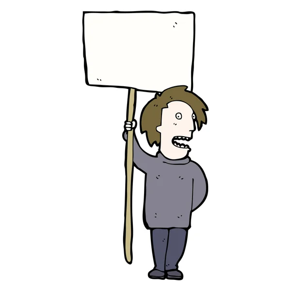 Cartoon man holding signpost — Stock Vector