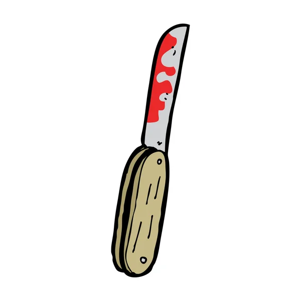 Cuchillo plegable sangriento de dibujos animados — Vector de stock