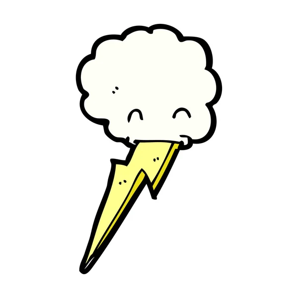 Cartoon cloud character with lightning bolt — Stock Vector