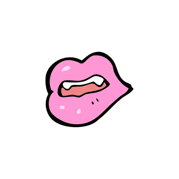 Glossy pink lips cartoon — Stock Vector