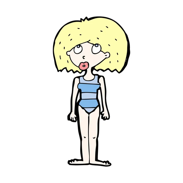 Dessin animé femme en maillot de bain — Image vectorielle