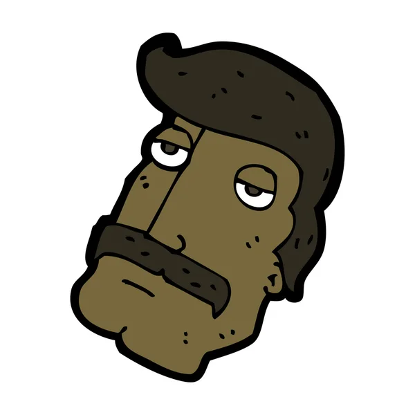 Hombre bigote de dibujos animados con barbilla grande — Vector de stock