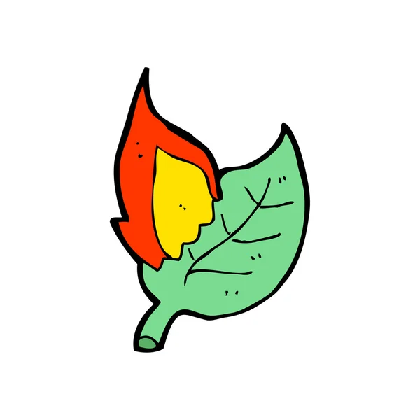 Burning Green Leaf — Stock Vector